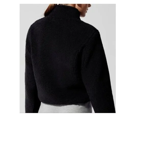 ***SOLD*** Alo Half-Zip Sherpa Jacket Black Shearling cabin Sweater $160 Size M - Picture 4 of 5